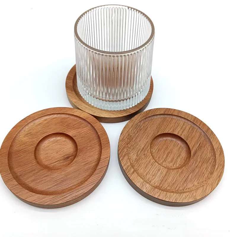 GreWare™ Acacia Wood Rotating Coasters (50pcs) | Modern Eco-Friendly Cup Mats 1