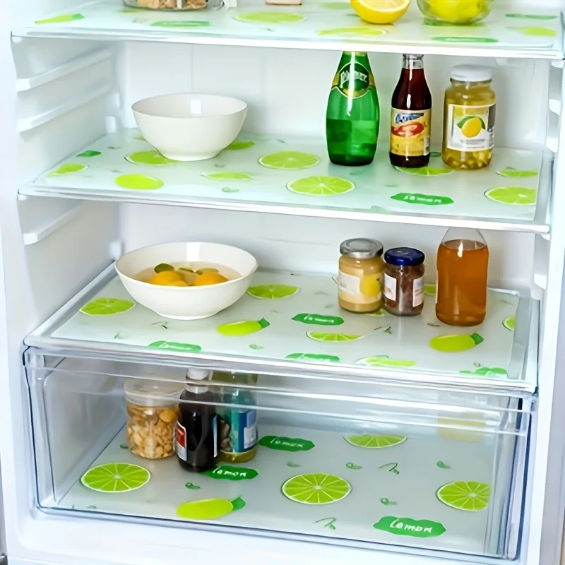 Greware™ 12PCS EVA Refrigerator Pads – Waterproof Non-Slip Fridge Liners | Lemon & Crabapple Pattern Shelf Mats 2