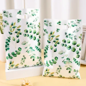 Greware™ Green Eucalyptus Candy & Gift Bags – Plastic Cookie, Nut & Snack Packaging for Weddings & Parties (10/20/50 PCS) 1