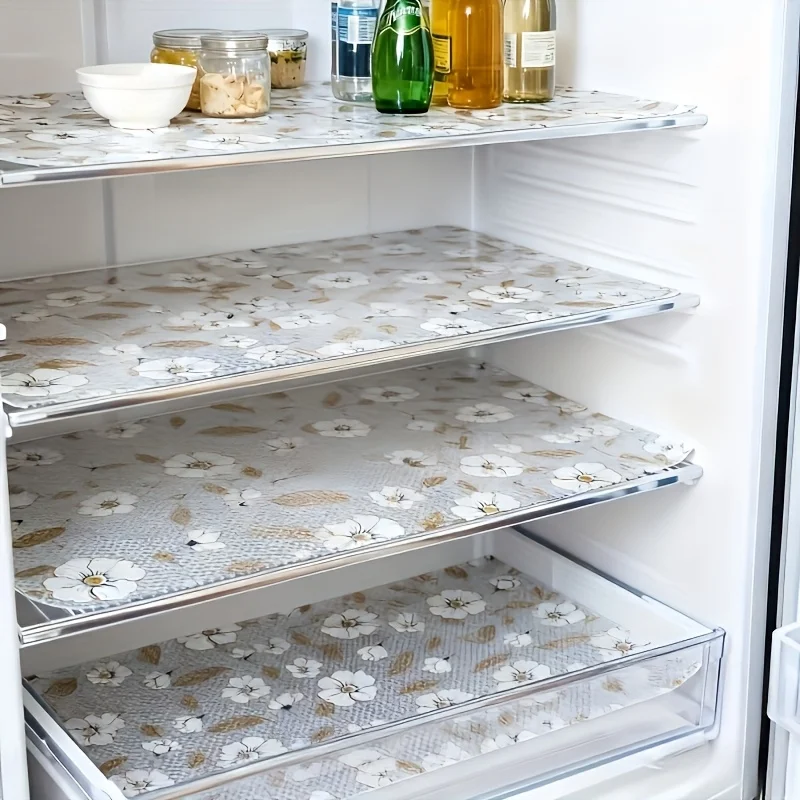 Greware™ 12PCS EVA Refrigerator Pads – Waterproof Non-Slip Fridge Liners | Lemon & Crabapple Pattern Shelf Mats 4
