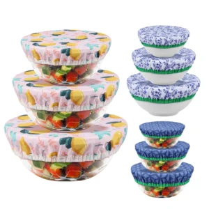 Greware™ 3PCS Reusable Elastic Bowl Covers – Cotton Cloth Food Storage Covers (8”, 9”, 10”) 1