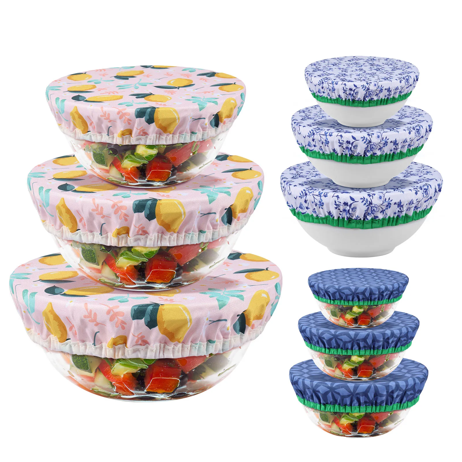 Greware™ 3PCS Reusable Elastic Bowl Covers – Cotton Cloth Food Storage Covers (8”, 9”, 10”) 1