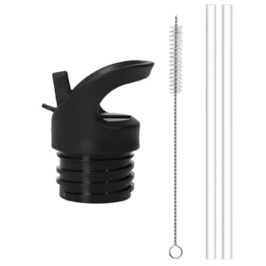 Greware™ Straw Lid Replacement with Handle – Leak-Resistant Water Bottle Lid with 2 Straws and Cleaning Brush 1