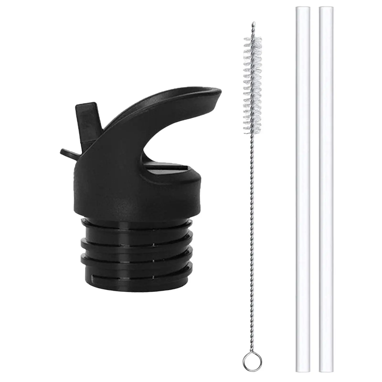 Greware™ Straw Lid Replacement with Handle – Leak-Resistant Water Bottle Lid with 2 Straws and Cleaning Brush 1