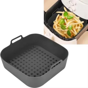 Greware™ 20CM Reusable Silicone Air Fryer Pot Tray – Non-Stick Square Baking & BBQ Pan (Heat Resistant 260℃)