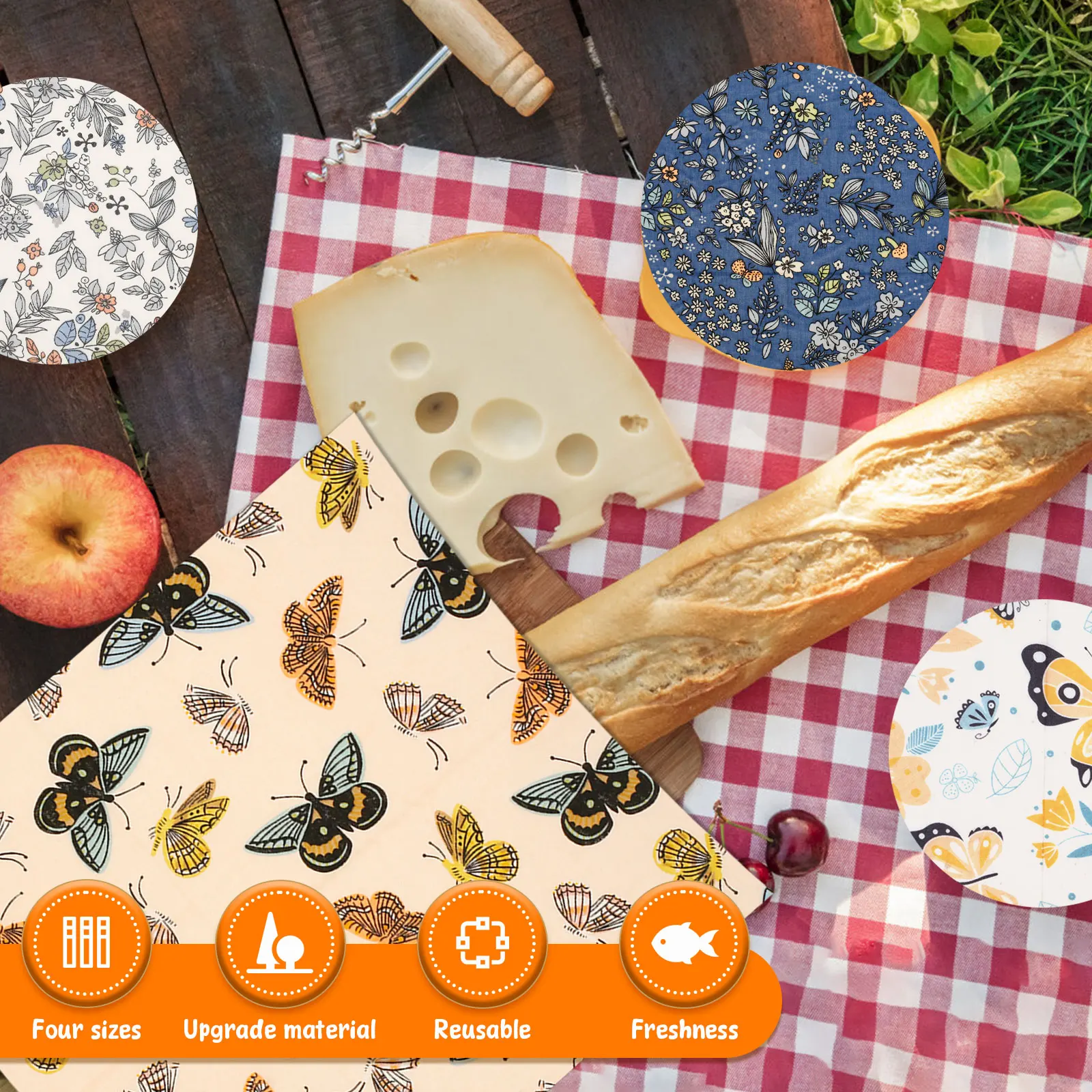 Greware™ 11 Pcs Reusable Beeswax Food Wrap Set – Organic Cotton Eco-Friendly Plastic-Free Food Storage Covers 2