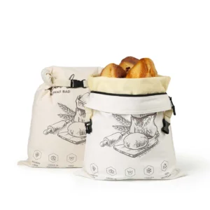Greware™ Reusable Beeswax Bread Bag with Snap Zipper – Eco-Friendly Cloth Food Storage Bag, Plastic-Free Sandwich & Loaf Keeper 1