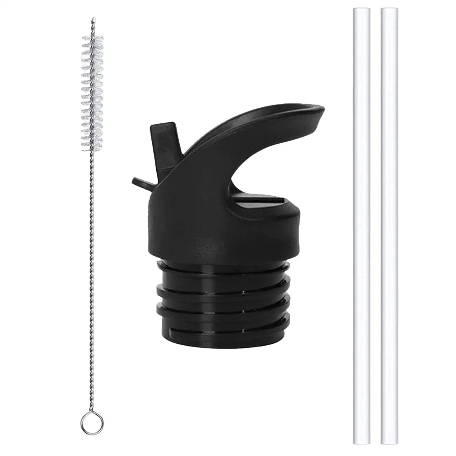 Greware™ Straw Lid Replacement with Handle – Leak-Resistant Water Bottle Lid with 2 Straws and Cleaning Brush 3