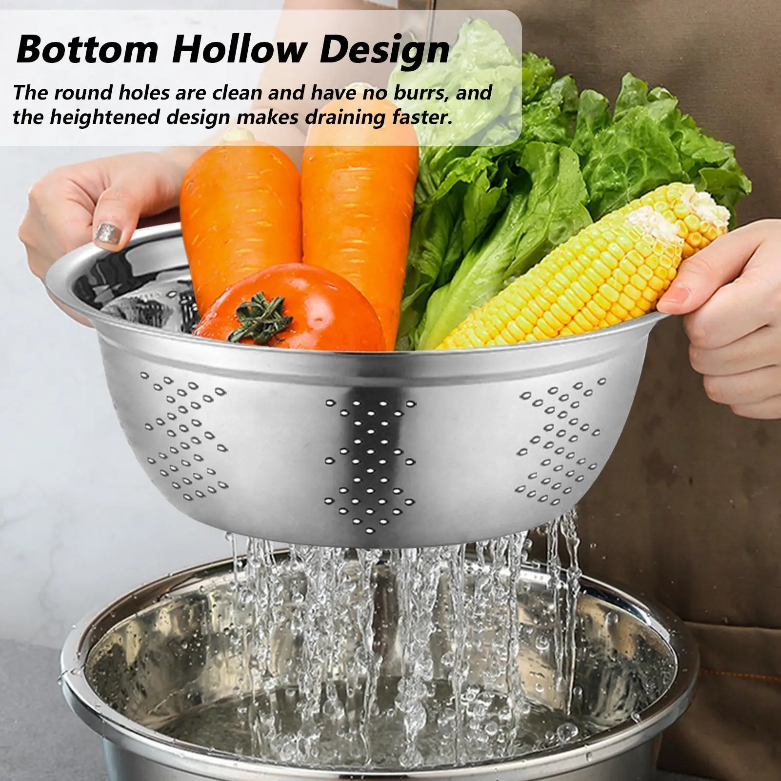 Greware™ 3-in-1 Stainless Steel Mixing Bowl with Grater & Drain Basket 4