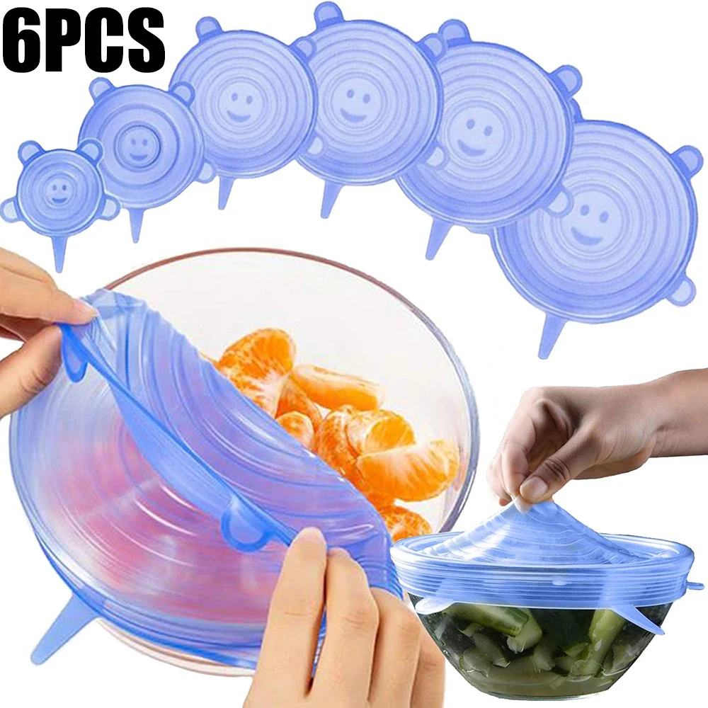 Greware™ 6PCS Silicone Food Preservation Lids – Reusable Airtight Stretchable Bowl & Dish Covers 1