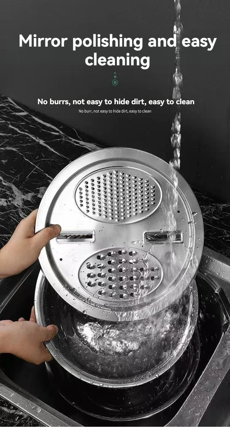 Greware™ 3-in-1 Multifunctional Vegetable Slicer Set – Stainless Steel Grater, Drain Basket & Prep Basin 5