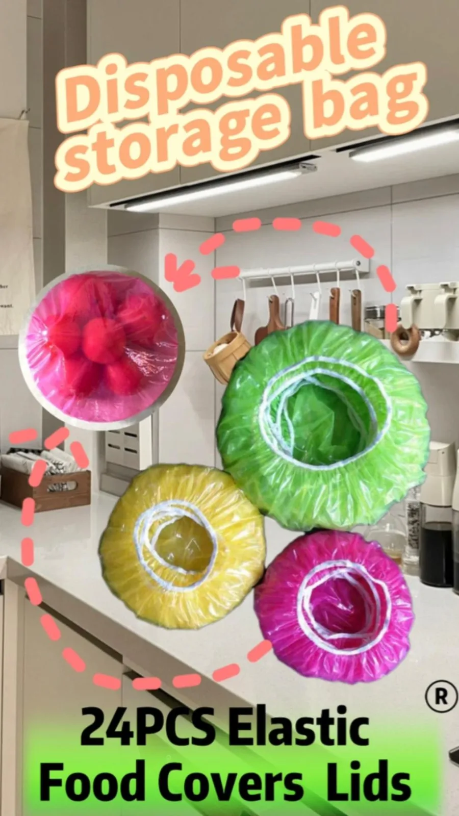 24pcs Elastic Food Covers Lids For Fruit Or Bowls Cups Food Cover Set Sealed Food Stretch Wrapping Food Preservation Bags 3