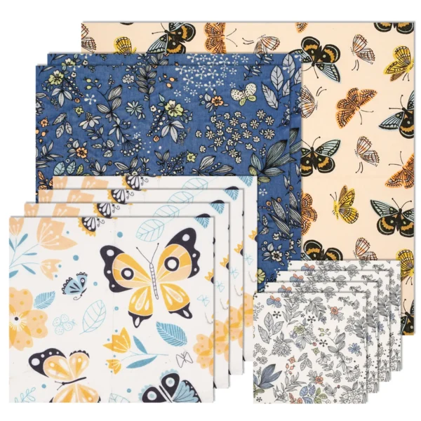 Greware™ 11 Pcs Reusable Beeswax Food Wrap Set – Organic Cotton Eco-Friendly Plastic-Free Food Storage Covers 1