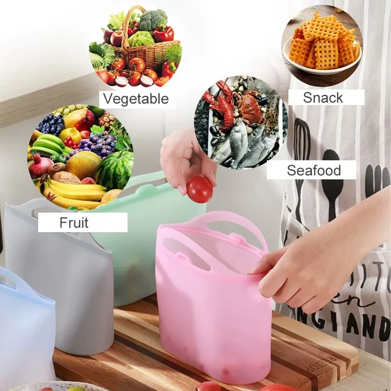 Greware™ Silicone Zipper Bag – Reusable 1000ml/1200ml Food-Grade Storage for Freezer, Fridge & Picnic 6