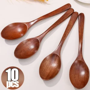 Greware™ Natural Wooden Spoon Set – Long Handle Soup, Coffee & Honey Stirring Spoons (1/2/5/10PCS) 1