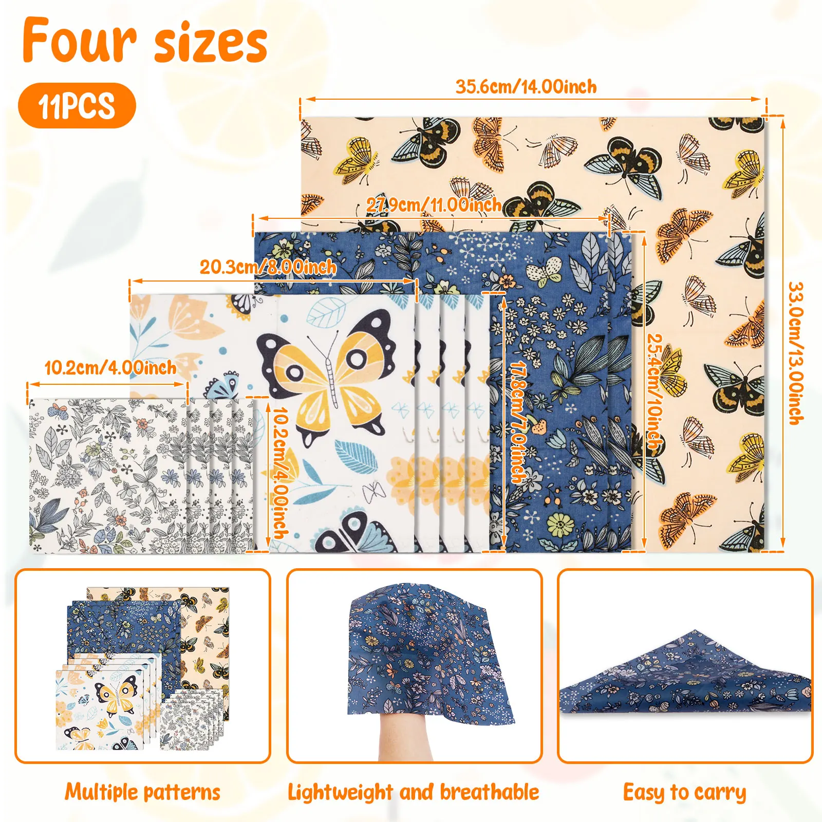 Greware™ 11 Pcs Reusable Beeswax Food Wrap Set – Organic Cotton Eco-Friendly Plastic-Free Food Storage Covers 6