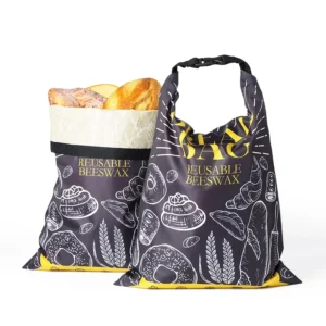 Greware™ Black Beeswax Bread Bag with Buckle Closure – Reusable Waxed Oxford Food Storage Bag for Sourdough Loaf & Plastic-Free Kitchen Storage 1